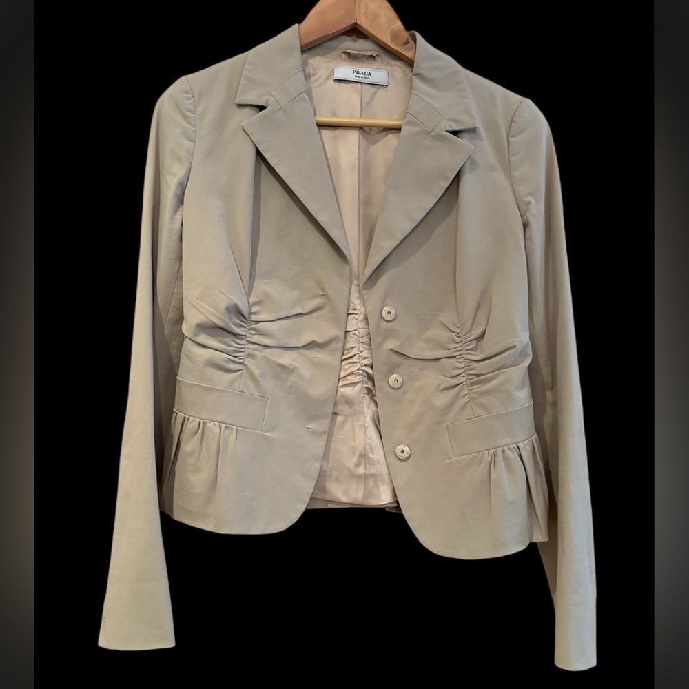 ❤️PRADA Cotton Blazer Tan/Beige Size: EU 40